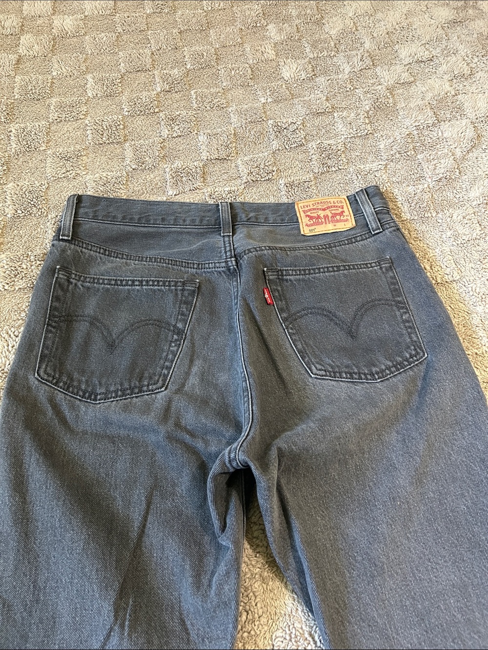 Levi’s 501 Original Cropped Button Fly Gray Jeans Frayed Hem W28 L26